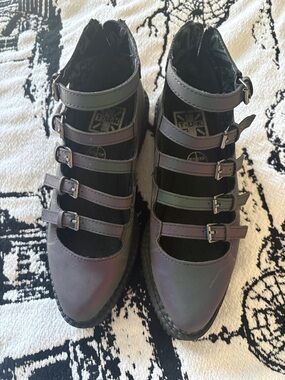 T.U.K Iridescent Purple Multi-Strap Flats